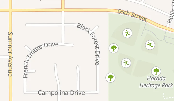 Map showing Harada Heritage Dog Park